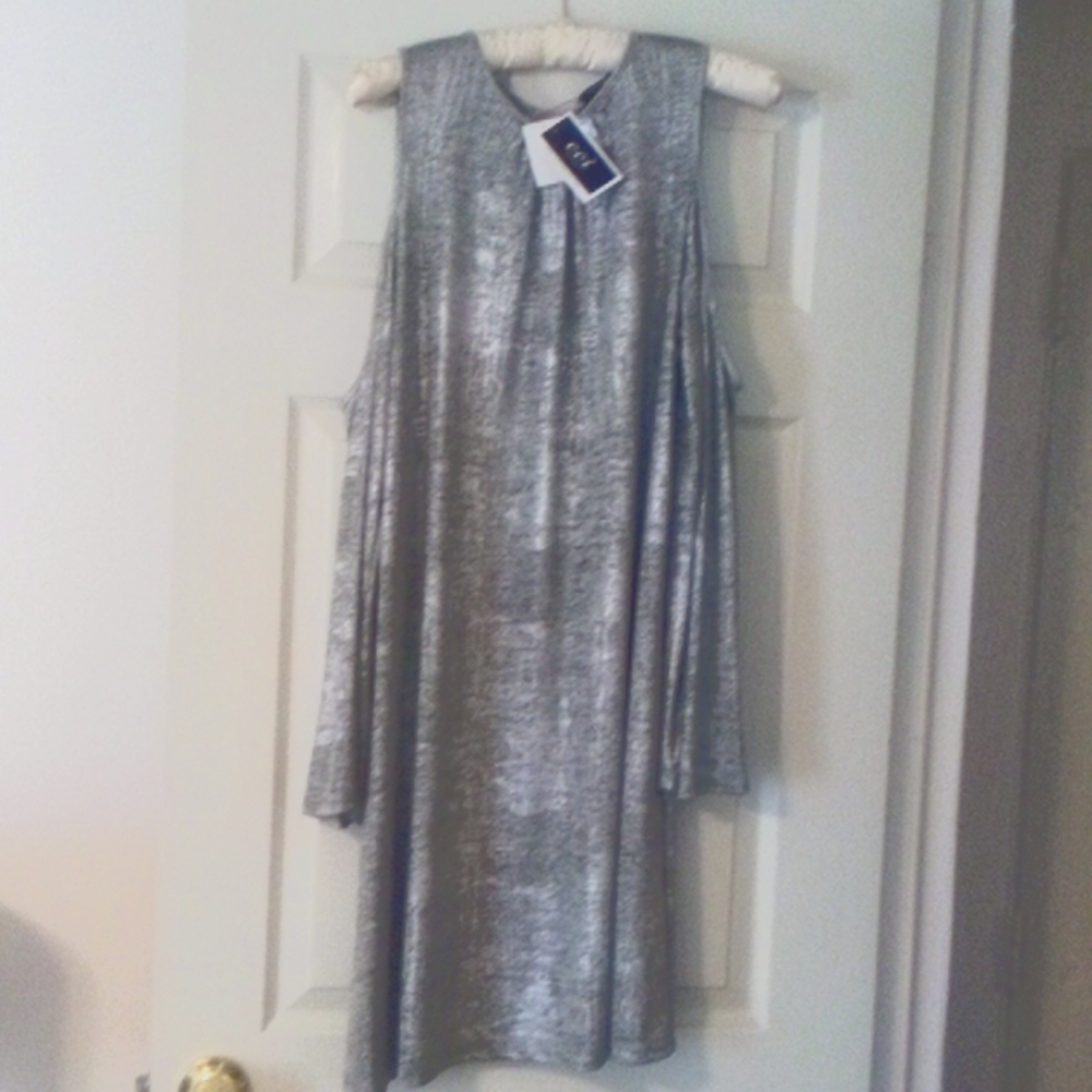 ECi Richards Metallic Silver   Dress - NWT!